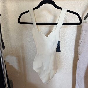 Abercrombie & Fitch Cream Ribbed Bodysuit
